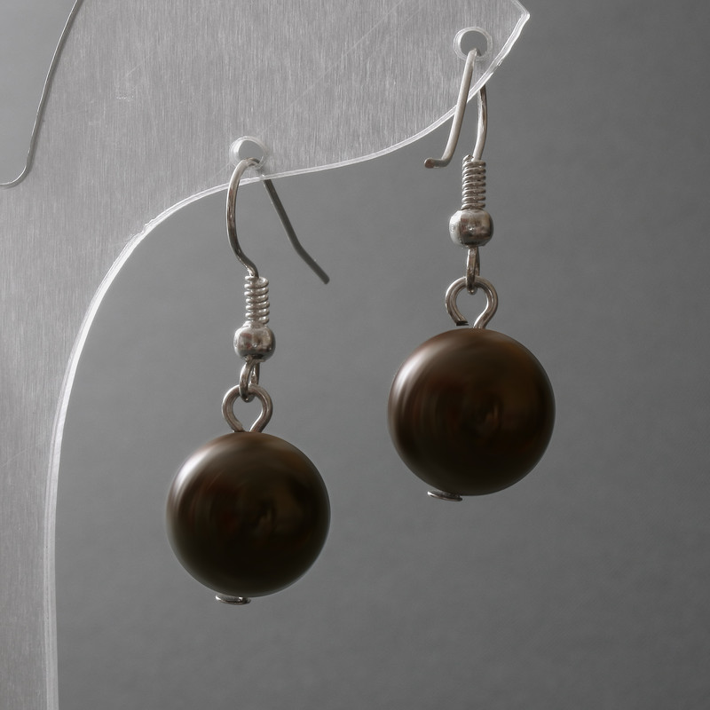 Náušnice z granátu, přírodní kámen, hladká kulička, průměr 12 mm ±, délka 33 mm ±