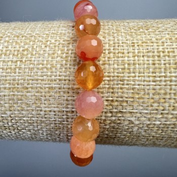 Náramek z oranžového achátu, broušené kuličky, průměr 8 mm ±, délka 18 cm ± (elastický)