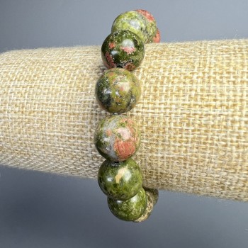 Náramek z heliotropového jaspisu, přírodní kámen, hladké kuličky, průměr 12,5 mm ±, délka 18 cm ± (elastický)