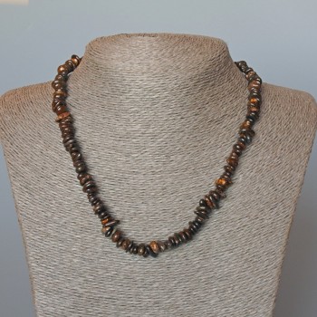 Náhrdelník z bronzitu, drobné kamínky, průměr 7×3 mm, délka 47 cm