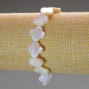 Náramek z perleti ve tvaru jetelu, průměr 12×3 mm, délka 18 cm (elastický)