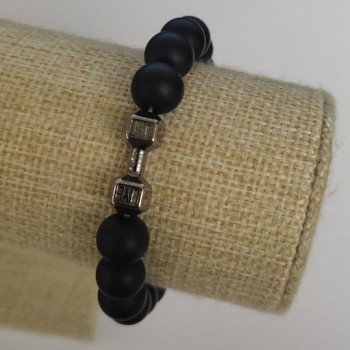 Náramek ze šungitu (umělý) Činka, průměr 10 mm, délka 18 cm ± (elastický)
