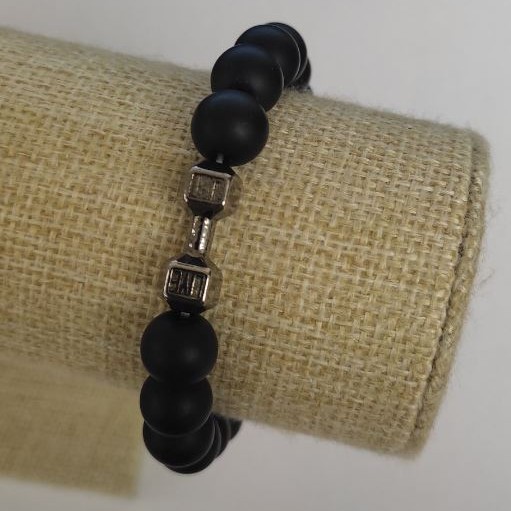 Náramek ze šungitu (umělý) Činka, průměr 10 mm, délka 18 cm ± (elastický)
