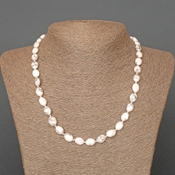 Náhrdelník z chalcedonu z přírodního kamene, oválné korálky o průměru 8×10 mm, délka 48 cm