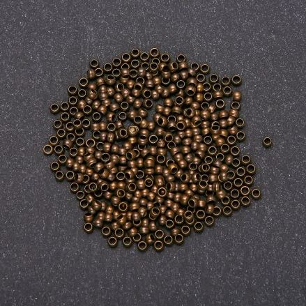 Krimpovací fixátory «zahipy», průměr 2,5 mm, barva kovu «bronzová» 200 g