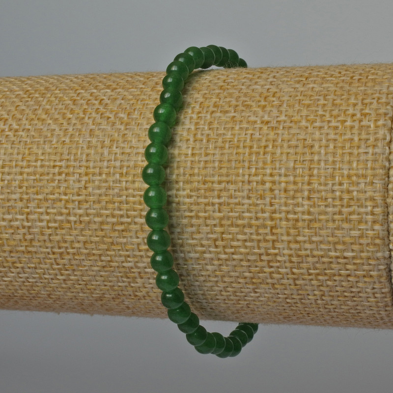 Náramek z chrysoprazu, přírodní kámen, hladká korálka, průměr 4 mm, délka 18 cm, elastický