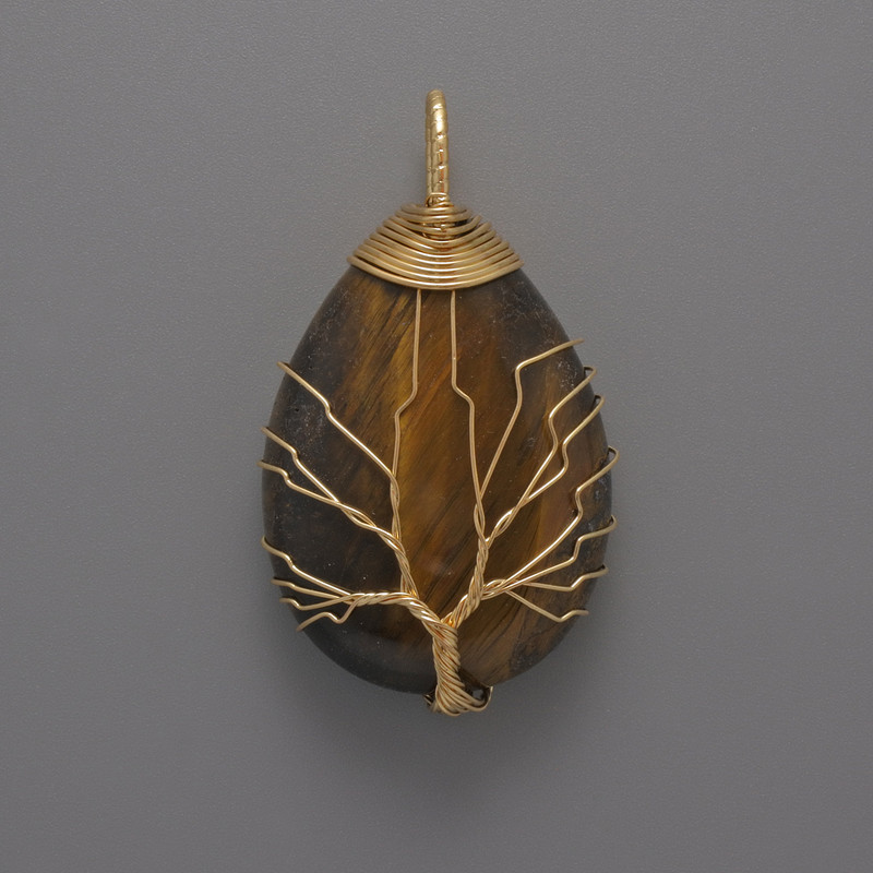 Přívěsek tygřího oka v zlatém opletení