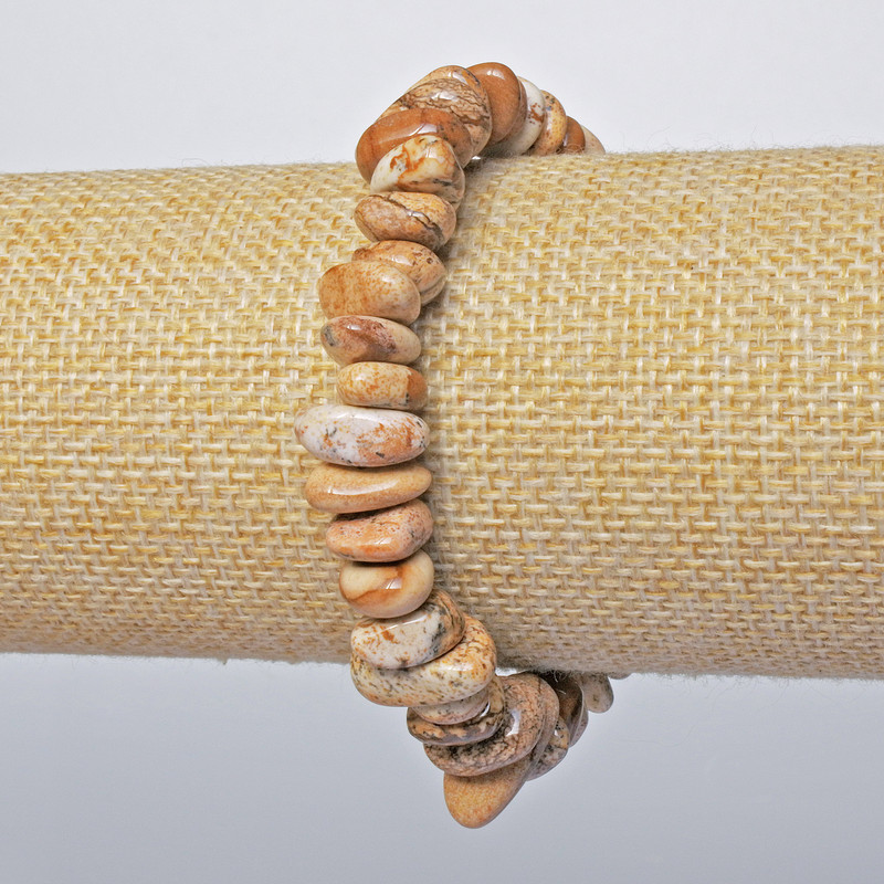 Náramek z krajinového jaspisu – přírodní kámen, fasetované korálky, průměr 12×5 mm, délka 18 cm (elastická guma)