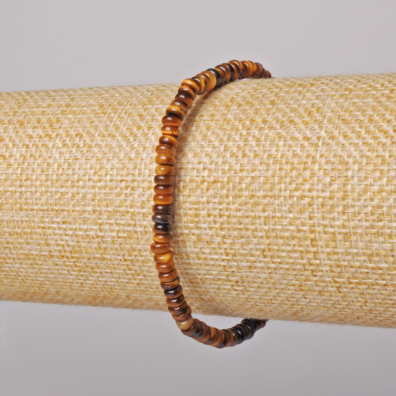 Náramek z tygřího oka z přírodního kamene, hladké rondely, průměr 4 × 2 mm, délka 18 cm ± (elastický)