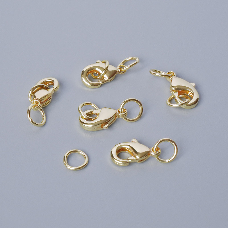 Karabinkové zapínání, průměr 10×5 mm, zlatý odstín kovu, 1 ks