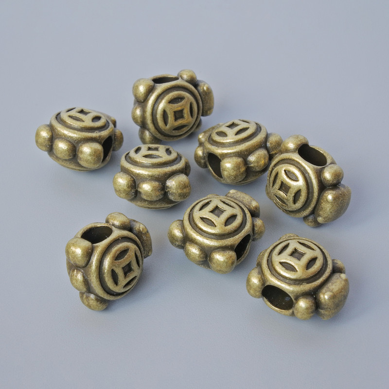 Korálková vložka – bronzová barva kovu, rozměry 12×10×8 mm, průchod otvoru 3,8 mm, balení 8 ks