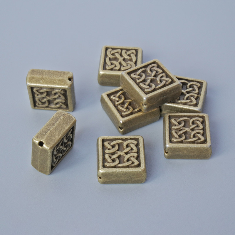 Bronzová korálková vložka, průměr 10,5×5 mm, dírka 0,7 mm, balení 8 ks ± bronzová barva kovu