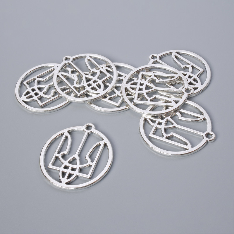 Přívěšek galanterie «Erb» stříbrný, průměr 26,5 × 25 mm, otvor 1,9 mm