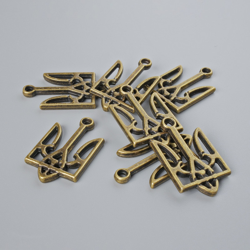 Přívěšek Erb Ukrajiny bronzový, průměr 15×25 mm, balení 7 ks, bronzová barva kovu