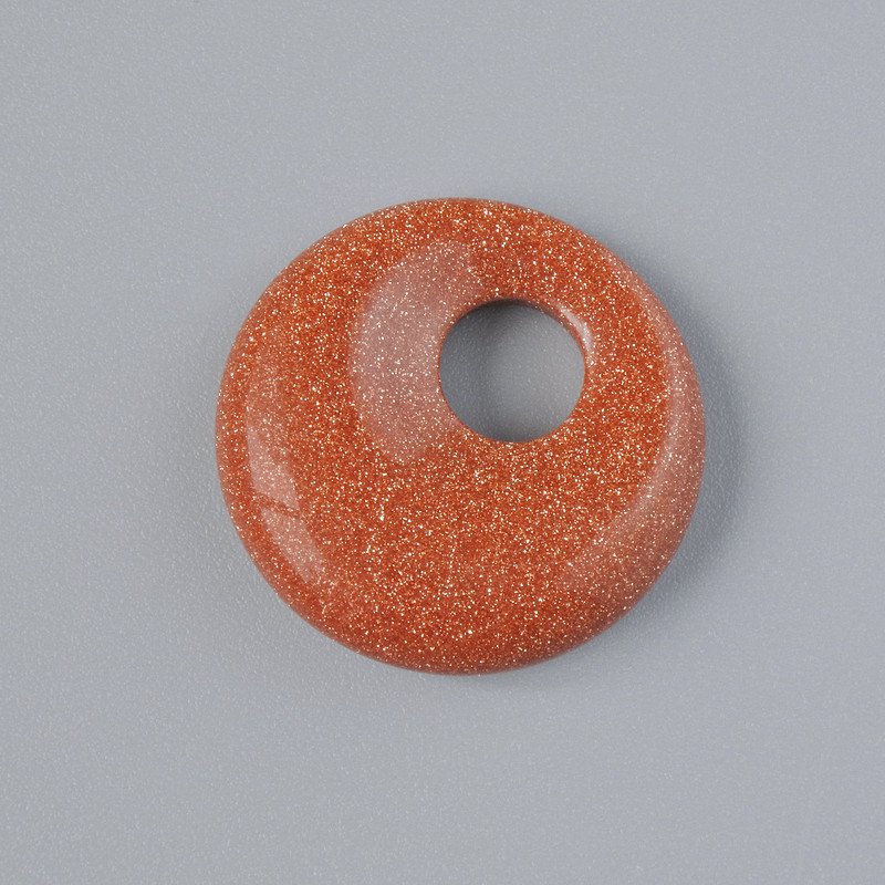 Přívěšek ve tvaru donutu z aventurínu Zlatý písek (syntetický) kámen, průměr 18 × 5 mm ±, průměr díry 5 mm