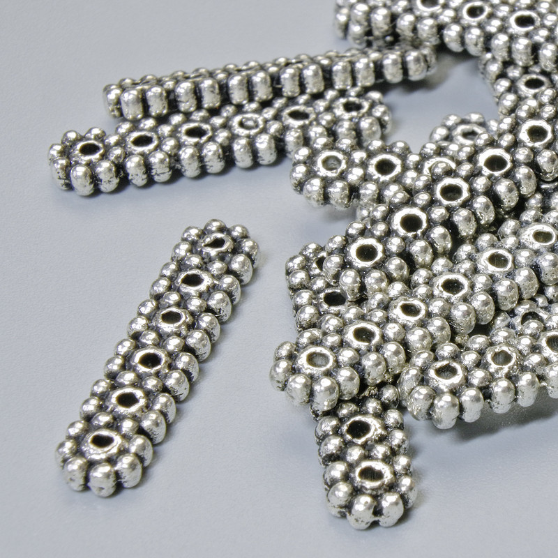 Rozdělovací korálek na 6 vláken, stříbrný, 16 ks