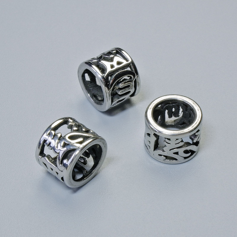 Korálka-vložka stříbrná, průměr 6,5×8 mm, otvor přibližne 5,9 mm, stříbrná barva kovu, 1 ks