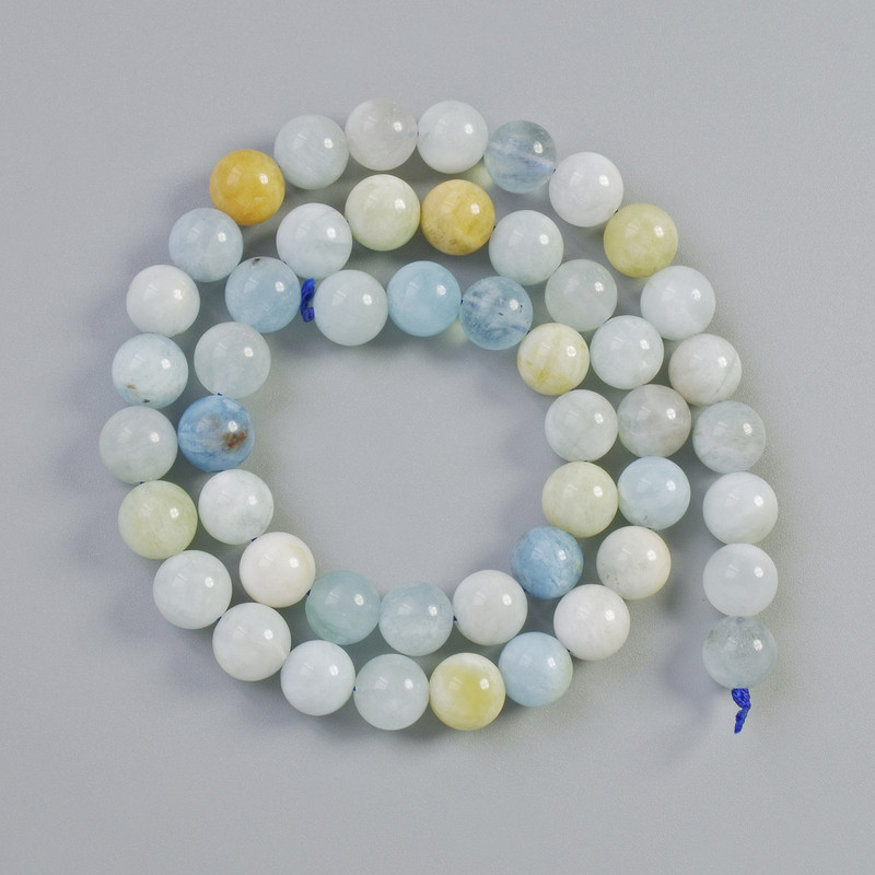 Morganitové korálky, přírodní kámen, hladké kuličky, průměr 8 mm, délka 38 cm, na niti