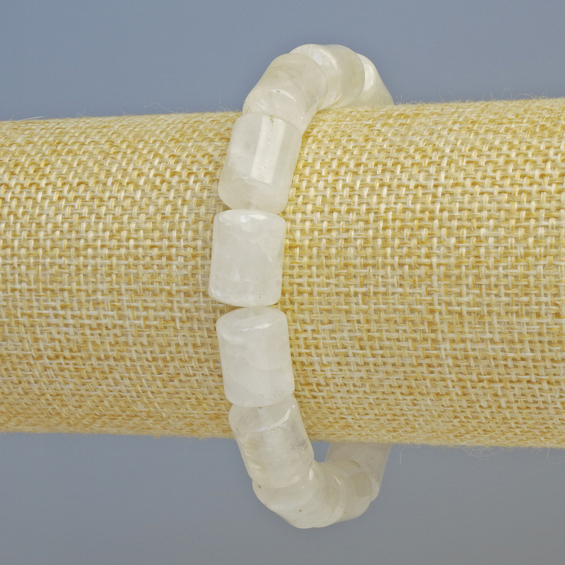 Náramek z horského křišťálu, přírodní kámen, cylindrické korálky o průměru cca 10×14 mm ± (na elastické šňůře), délka cca 18 cm