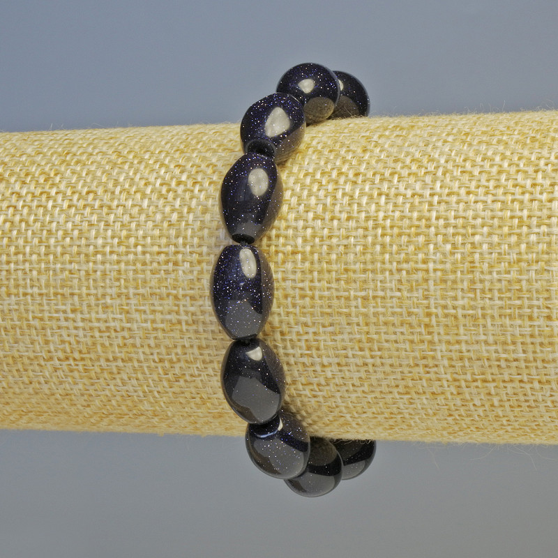 Náramek Aventurín Noční Káhira (syntetický) ovál, průměr 10×14 mm ± (elastický), délka 18 cm+