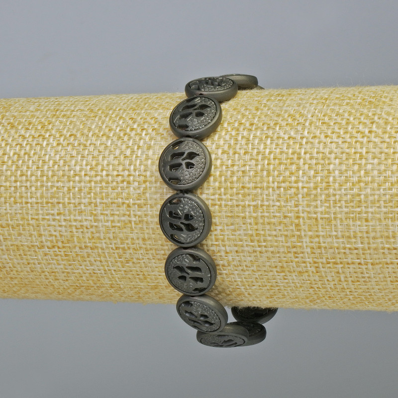 Náramek hematitu, matná černá barva, průměr 12 × 4,5 mm, délka 18 cm ± (elastický)