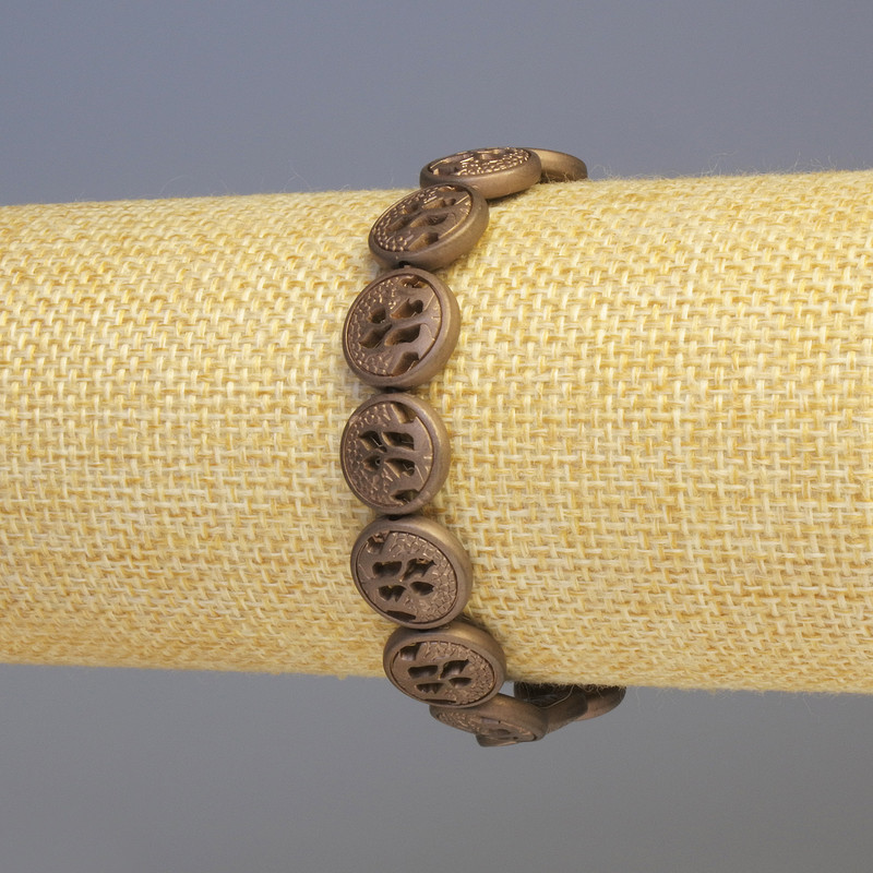 Náramek z hematitu a dřeva – vícebarevný matný zelený, průměr 12×4 mm, délka 18 cm, streč