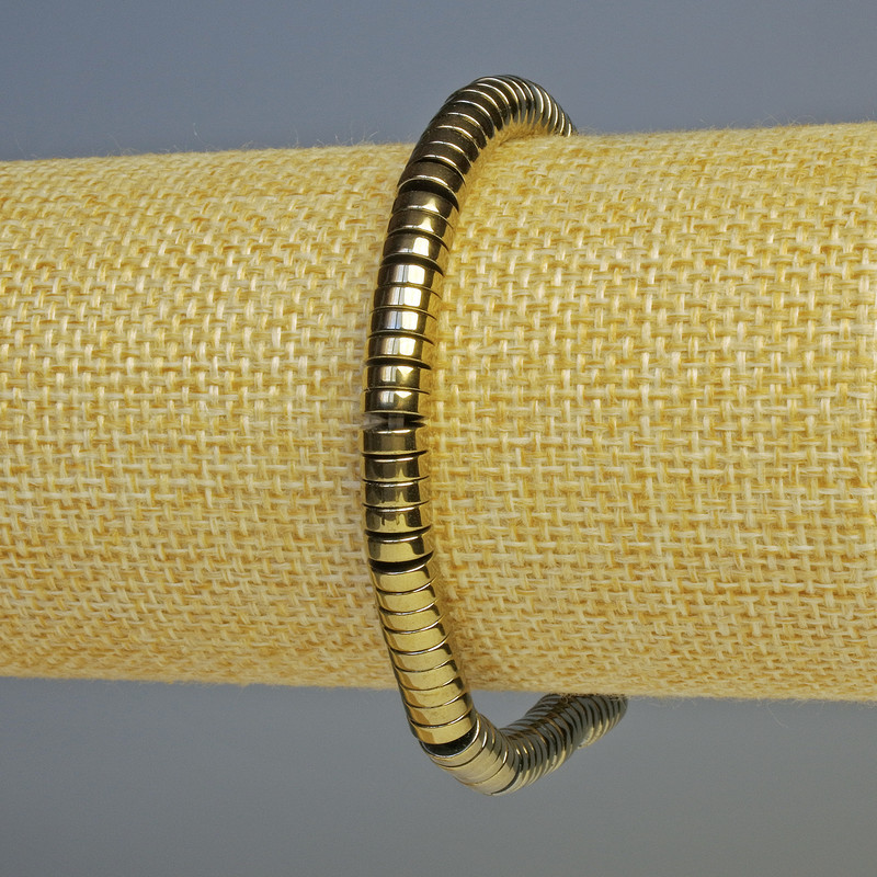 Náramek hematit rondelové korálky světle bronzové barvy, průměr 6×2 mm, délka 18 cm, elastický