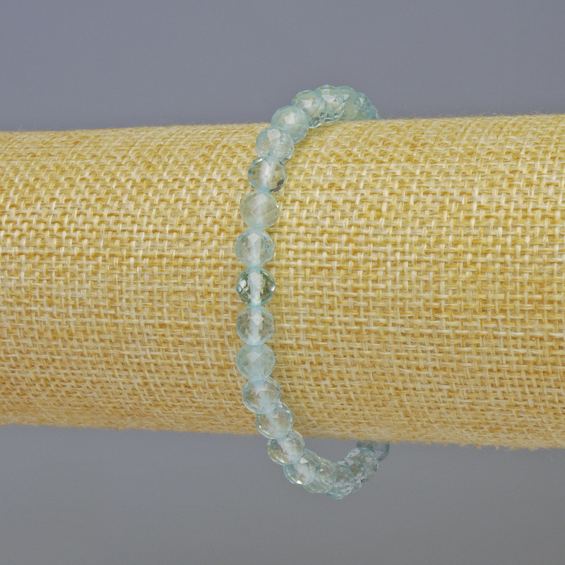 Браслет Топаз натуральний камінь гранована кулька, діаметр 6мм+-, довжина 18см+- стрейч