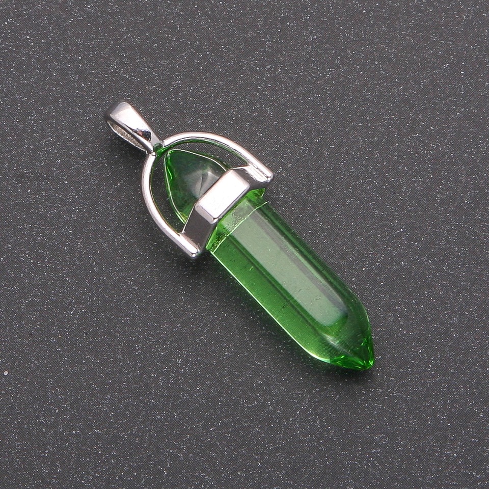 Přívěsek Zelený šestiúhelníkový 8×35×41 mm