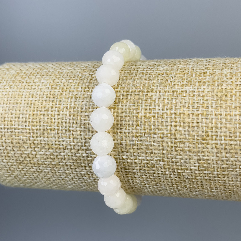 Náramek z morganitu – granované kuličky 8 mm, délka 18 cm, elastický