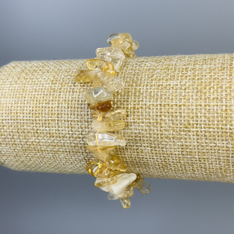 Náramek z citrínu – drobné úlomky 16×6 mm, délka 18 cm, elastický