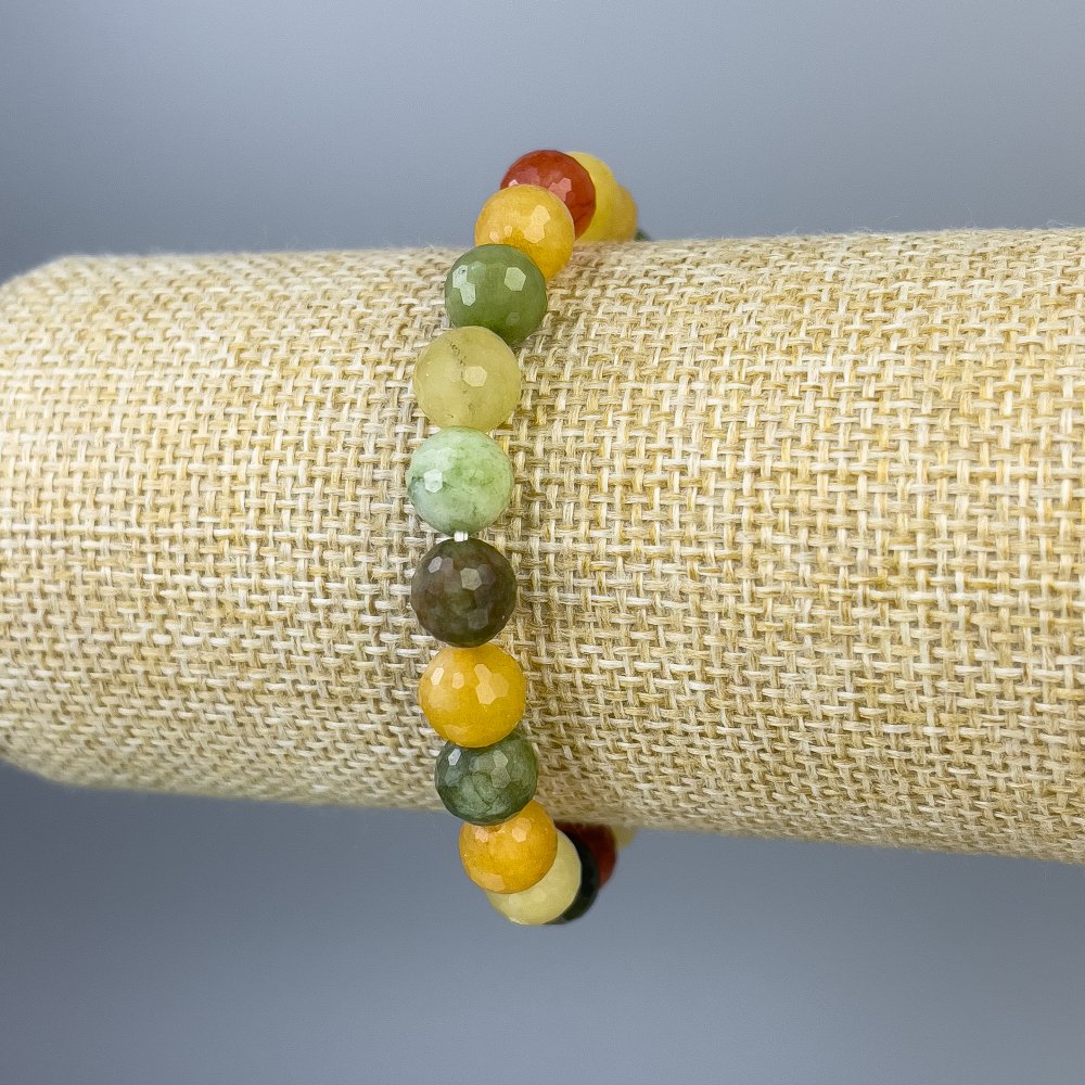 Náramek z mixu broušených kuliček 8 mm ±, délka 18 cm ±, elastický