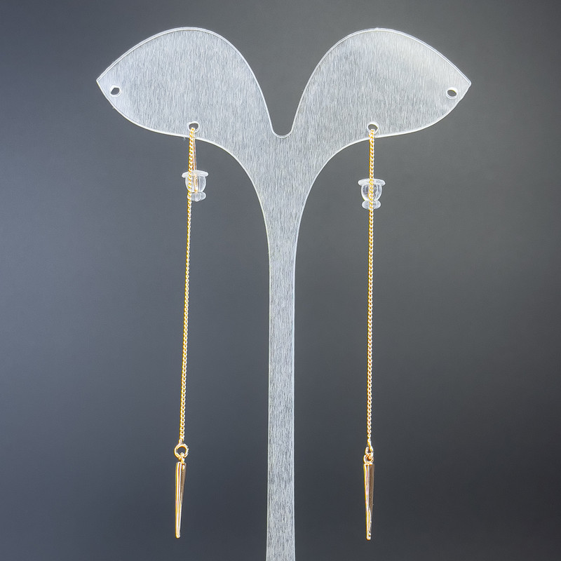 Сережки пусети кульчики Xuping з ланцюжком, довжина 8. 5см + -Позолота 18К