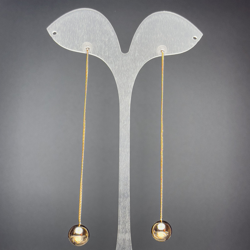 Náušnice pecky Xuping – koule s řetízkem, průměr 10,5 mm, délka 10 cm, pozlacení 18K