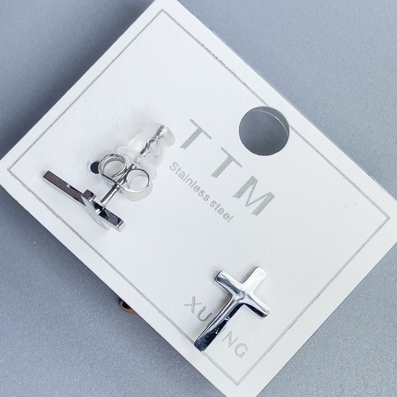 Náušnice pecky Xuping kříž 12×7 mm rhodiovaný