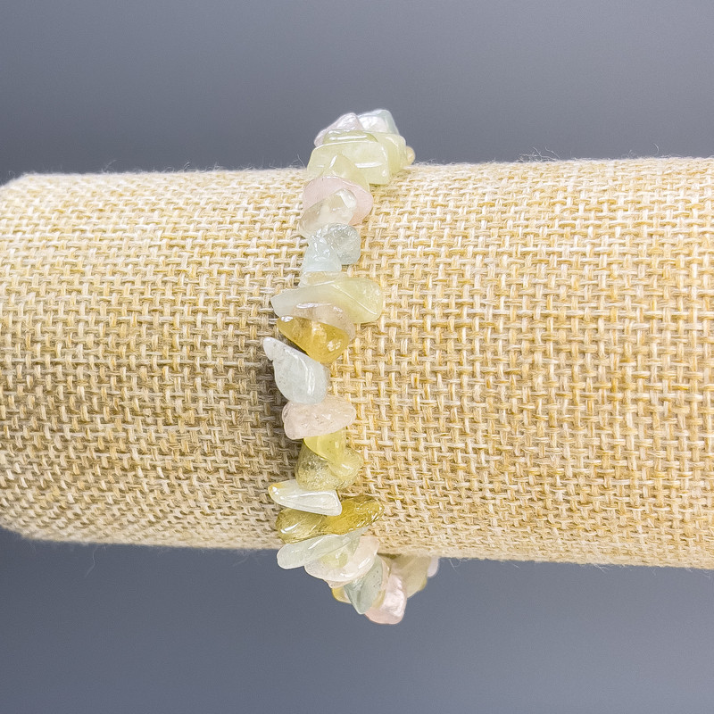 Náramek Morganit drť, průměr 9×43 mm, délka 18 cm, pružný