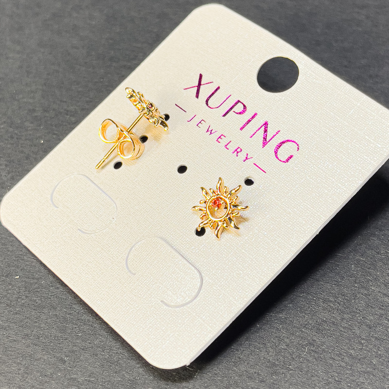 Náušnice pecky Xuping se červeným krystalem o průměru cca 9 mm, pozlacené 18K