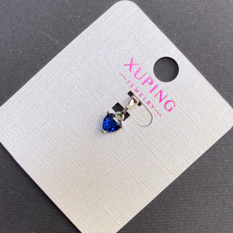 Přívěšek Xuping Srdce se modrým krystalem, průměr 6 mm, délka 12 mm, rhodiované