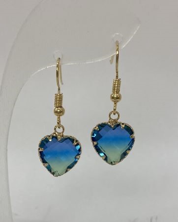 Náušnice srdce vícebarevné, průměr 12 mm, délka 34 mm ±