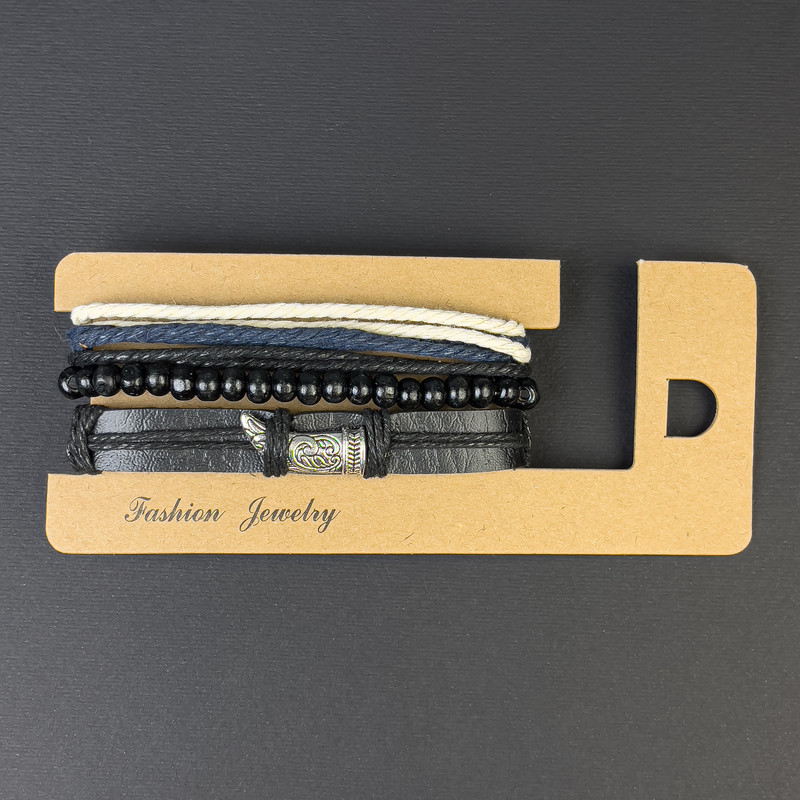 Trojitý náramek z ekokože s kovovou vložkou na stažení, délka 18–24 cm +