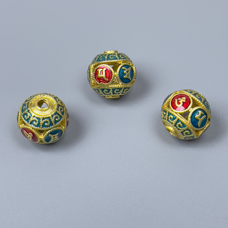 Korálka Cloisonné červená tyrkysová 11 mm