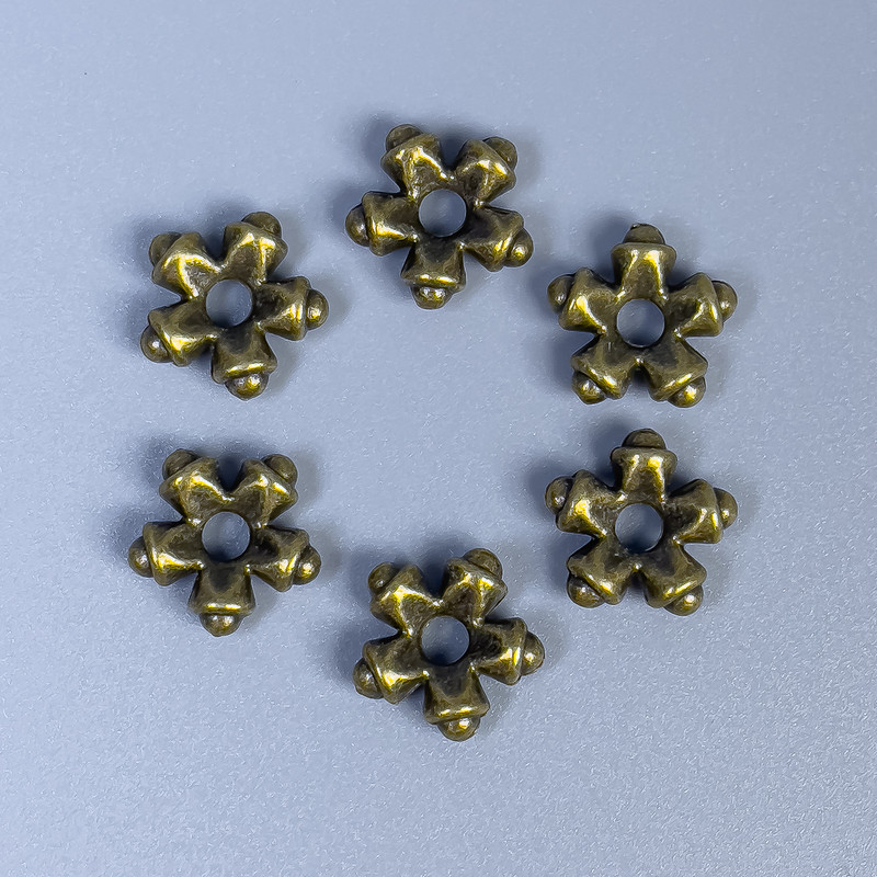 Bronzová korálka-vložka 11×4 mm ± otvor 3 mm ± balení 20 ks