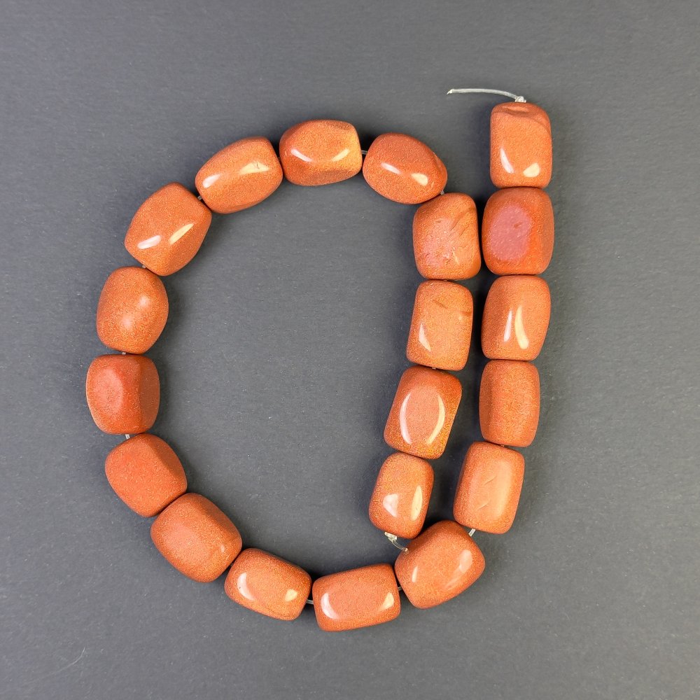 Korálky z aventurínu Zlatý písek, brusované 20x15 mm ± na niti, délka 40 cm+