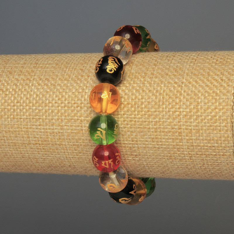 Náramek ze skla s hladkými skleněnými korálkami, průměr 12 mm, délka 18 cm, elastický