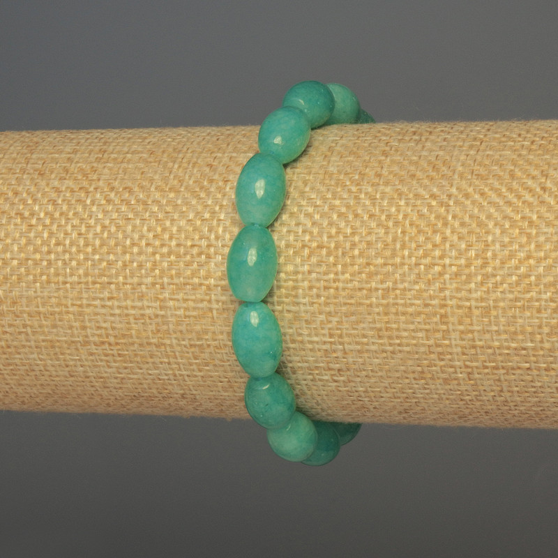 Náramek z akvamarínu – korálky 12×8 mm, délka cca 18 cm, elastická šňůra