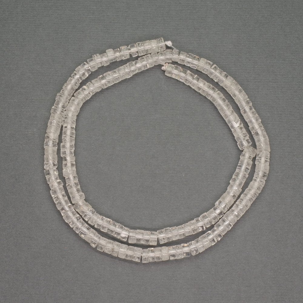 Korálky z přírodního kamene – horský křišťál, rondel, průměr 4,5×2 mm, délka 39 cm