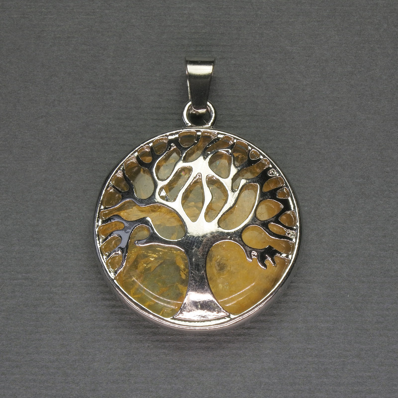 Přívěšek z citrínu 'Strom', průměr 27 mm+