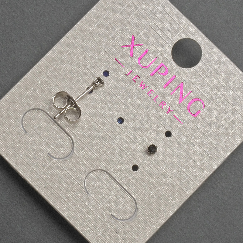 Náušnice pecky Xuping s černým krystalem, průměr 2 mm, rhodiovaný povlak