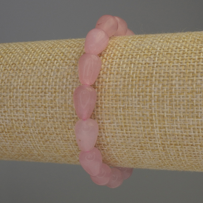 Náramek z růžového křemene ve tvaru kapky, průměr 12×8 mm, délka 18 cm, elastický