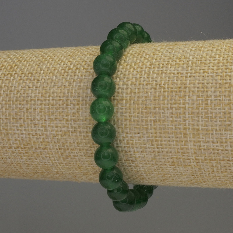 Náramek z chrysoprasu – hladké kuličky, průměr 8 mm, délka 18 cm, elastický